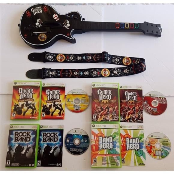 Xbox 360 Guitar Hero Wireless Gibson Les Paul Guitar - 4 Games - Bundle - Picture 7 of 10